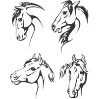 Four Horse Heads » Coloring Pages » Surfnetkids