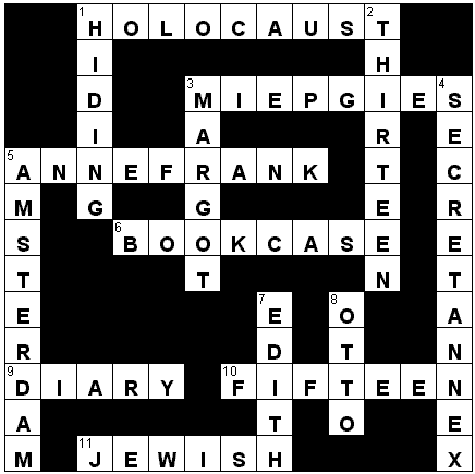 Math Crossword Puzzles on Anne Frank Crossword Answer Sheet