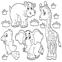 jungle animals coloring page