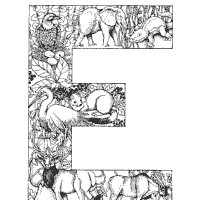Animal and Plant Alphabet, Letter E » Coloring Pages » Surfnetkids
