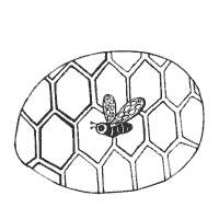 Honey Bee in Honeycomb