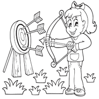 Girl Shooting an Arrow at a Bullseye