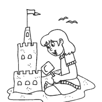 Girl and Sandcastle