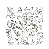 Halloween Doodle with Witch