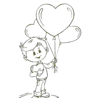 Boy with Heart Balloons