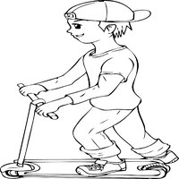 Boy Riding a Kick Scooter