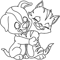 kitten puppy coloring pages