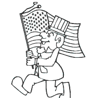 Patriotic Man Carrying American Flag