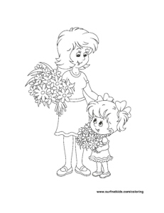 Mom and Daughter with Flowers