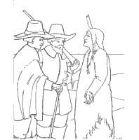 Pilgrim Men with Indian Chief