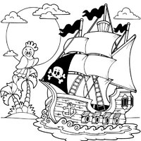 Pirate Ship with Parrot