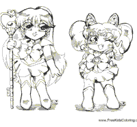 Sailor Pluto and Chibi Moon