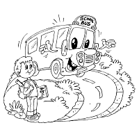 School Bus and Boy