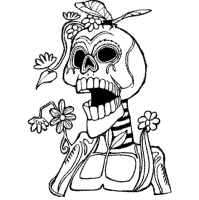 Skeleton with Flowers