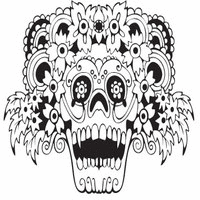 Floral Skull with Gaping Smile