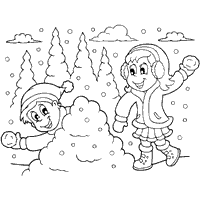 Snowball Fight » Coloring Pages » Surfnetkids