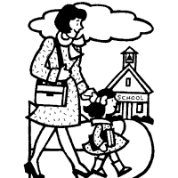Mom Walking Girl to School