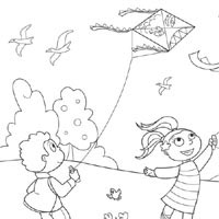 windy day coloring page