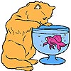 Cat and a Fish Bowl Coloring