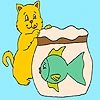 Kitty with a Fish Bowl Coloring