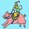Monkey on a Pig Coloring