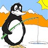 Friendly Fishing Penguin Coloring