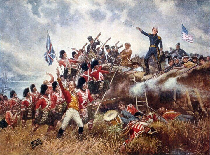 General Andrew Jackson defending against the attacking Highlanders.