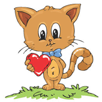 Cat Holding Heart Card